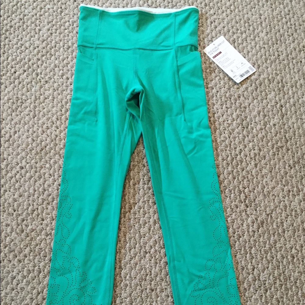 Athleta 7/8 Crop Leggins Teal Pockets Size XXS